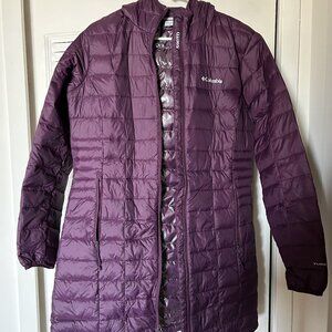 Columbia Duck Down Midi Coat - Purple with Silver Lining